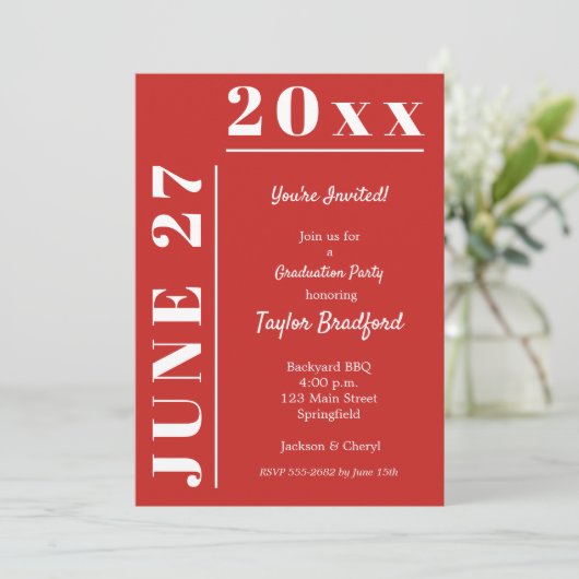 Uitnodigingen van de Rode en Witte Graduation Part (Staand voorkant)