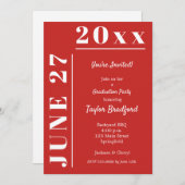 Uitnodigingen van de Rode en Witte Graduation Part (Voorkant / Achterkant)