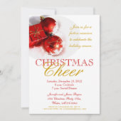 Uitnodigingen van de Rode Gold Ornament-kerstfeest (Voorkant)