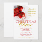 Uitnodigingen van de Rode Gold Ornament-kerstfeest (Voorkant / Achterkant)