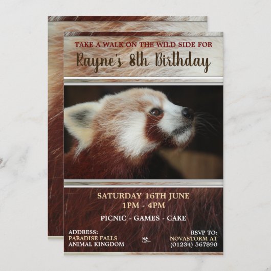 Uitnodigingen van de Rode Panda-partij (Voorkant / Achterkant)