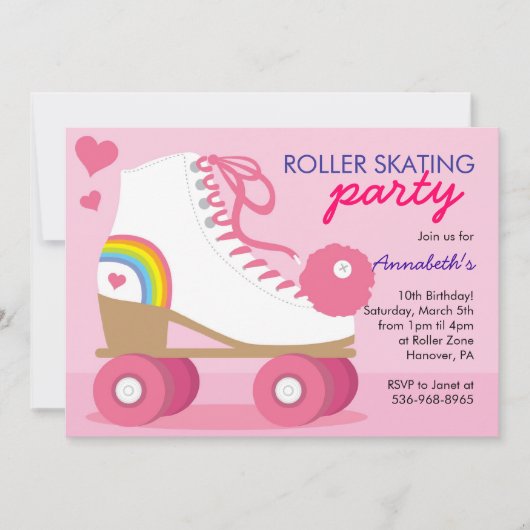 Uitnodigingen van de "Roller Skating Birthday"-par (Voorkant)