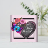 Uitnodigingen van de roze Black Heart Butterfly Pa (Staand voorkant)