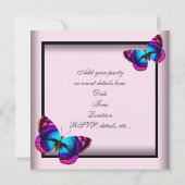Uitnodigingen van de roze Black Heart Butterfly Pa (Achterkant)