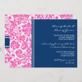 Uitnodigingen van de roze Blue Pattern Engagement  (Voorkant / Achterkant)