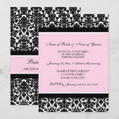 Uitnodigingen van de Roze Damask Engagement Party (Voorkant / Achterkant)