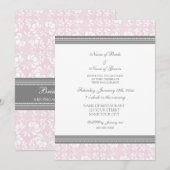 Uitnodigingen van de roze grijze Damask Engagement (Voorkant / Achterkant)