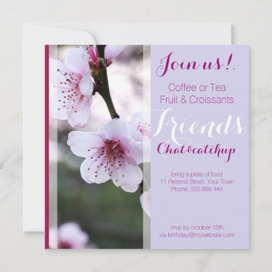 Uitnodigingen van de roze lentepartij (Achterkant)