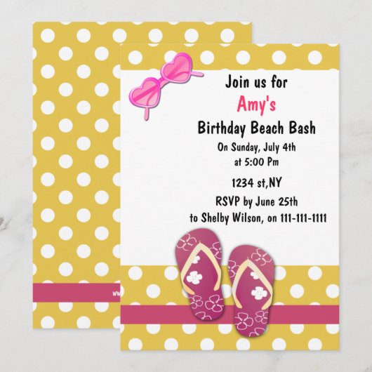 Uitnodigingen van de Roze Partij (Voorkant / Achterkant)