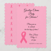 Uitnodigingen van de roze partij "Goodbye Chemo" (Voorkant / Achterkant)