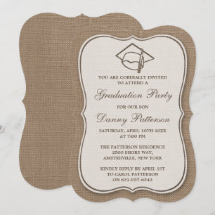 Uitnodigingen van de Rustic Burlap Graduation Part