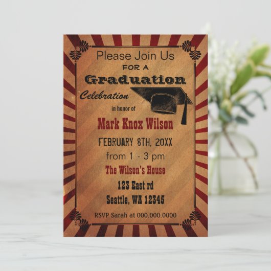Uitnodigingen van de  Rustische Graduation Party (Staand voorkant)