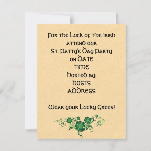  uitnodigingen van de Sint Patrick's Day Party! (Achterkant)