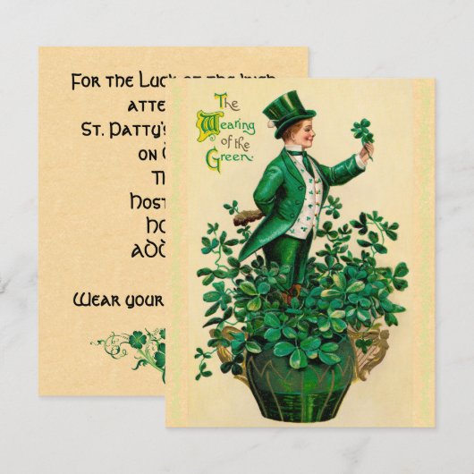 uitnodigingen van de Sint Patrick's Day Party! (Voorkant / Achterkant)