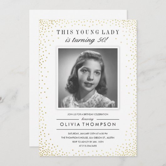 Uitnodigingen van de Sparkle Old Photo Birthday Pa (Voorkant / Achterkant)