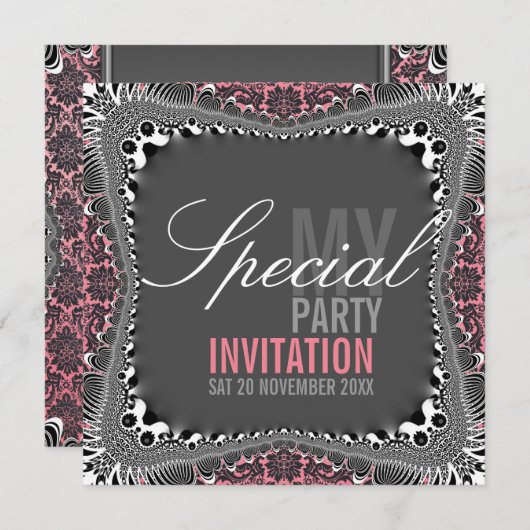 Uitnodigingen van de speciale partij Groovy  Damas (Voorkant / Achterkant)