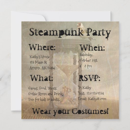 Uitnodigingen van de Steampunk Partij Gepersonalis (Achterkant)