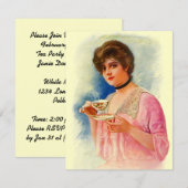 Uitnodigingen van de  Stylish Lady Tea Party (Voorkant / Achterkant)