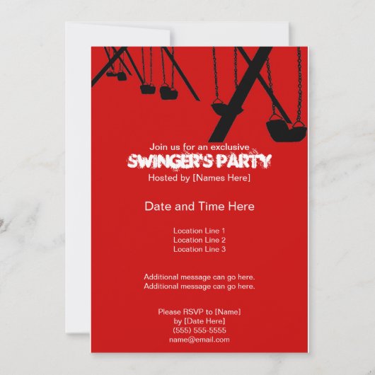 Uitnodigingen van de Tasteful Swingers Party (Voorkant)