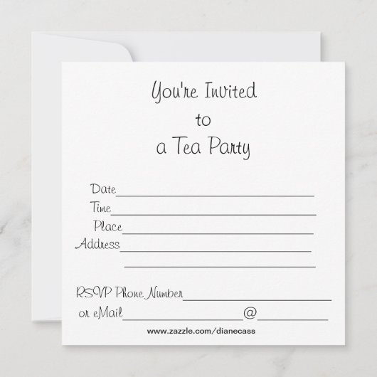 Uitnodigingen van de Tea Cup Partij (Achterkant)