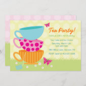 Uitnodigingen van de Tea-partij van het voorjaar (Voorkant / Achterkant)