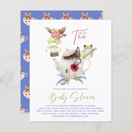 Uitnodigingen van de Tea-partij voor de begroting  (Voorkant / Achterkant)