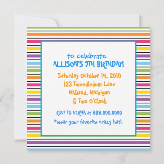 Uitnodigingen van de Tea Party van Mad Hatter (Achterkant)