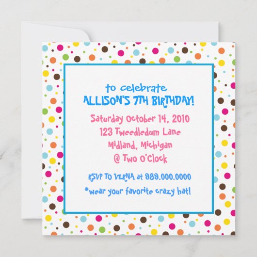 Uitnodigingen van de Tea Party van Mad Hatter (Achterkant)