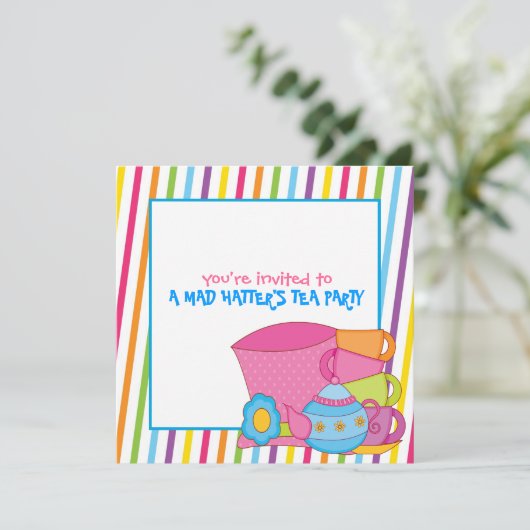 Uitnodigingen van de Tea Party van Mad Hatter (Staand voorkant)