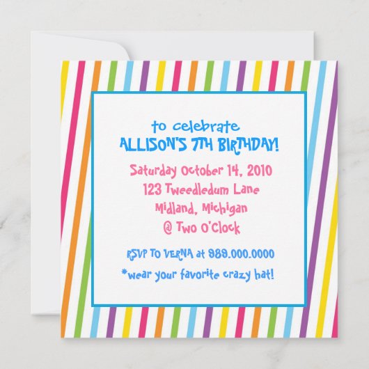 Uitnodigingen van de Tea Party van Mad Hatter (Achterkant)