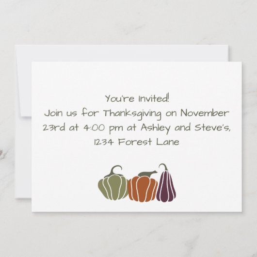 Uitnodigingen van de Thanksgiving partij (Achterkant)