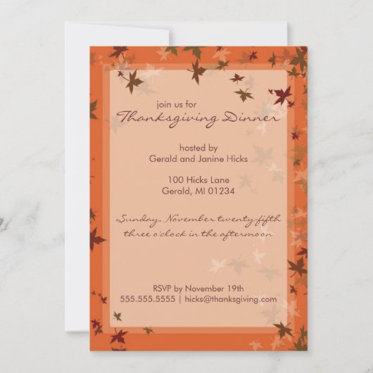 Uitnodigingen van de Thanksgiving van de Falling (Voorkant)