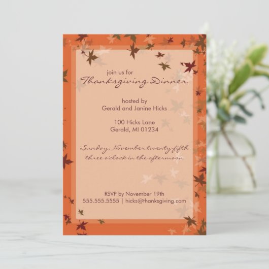 Uitnodigingen van de Thanksgiving van de Falling (Staand voorkant)