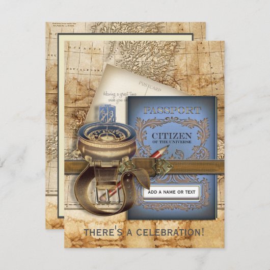 Uitnodigingen van de Traveler Farewell-partij (Voorkant / Achterkant)