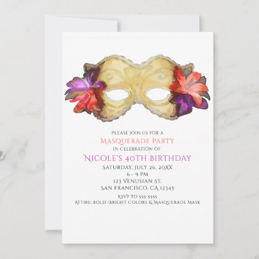 Uitnodigingen van de Tropische Floral Masquerade M (Voorkant)