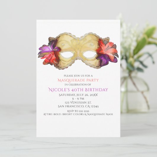 Uitnodigingen van de Tropische Floral Masquerade M (Staand voorkant)