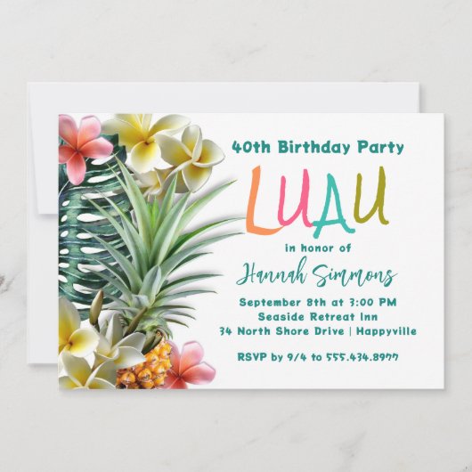 Uitnodigingen van de Tropische Hawaiian Luau van d (Voorkant)