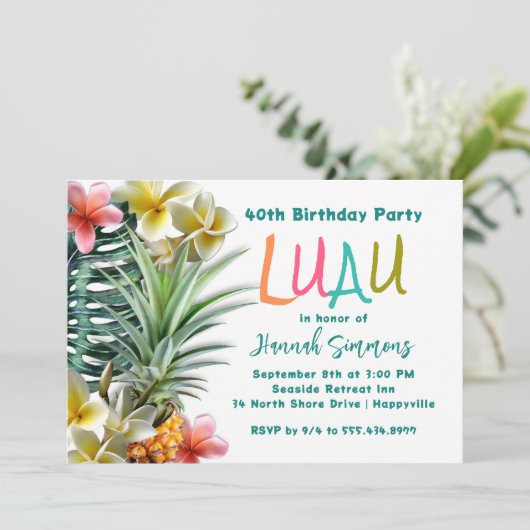 Uitnodigingen van de Tropische Hawaiian Luau van d (Staand voorkant)