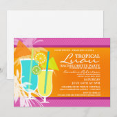 Uitnodigingen van de Tropische Luau Bachelorette P (Voorkant / Achterkant)