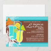 Uitnodigingen van de Tropische Luau-partij (Voorkant / Achterkant)