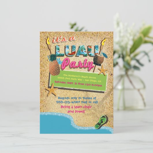 Uitnodigingen van de Tropische Partij van Luau Bea (Staand voorkant)