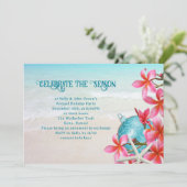 Uitnodigingen van de Tropische Plumeria Beach Holi (Staand voorkant)