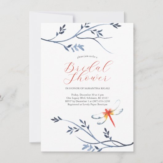 Uitnodigingen van de tuinpartij Bridal Shower (Voorkant)