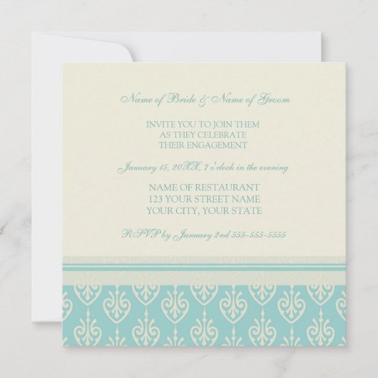 Uitnodigingen van de Turquoise Photo Engagement Pa (Voorkant)