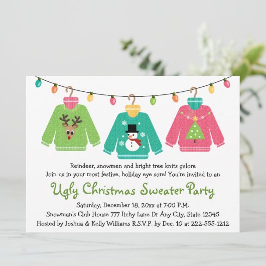 Uitnodigingen van de Ugly KerstSweater Party (Staand voorkant)