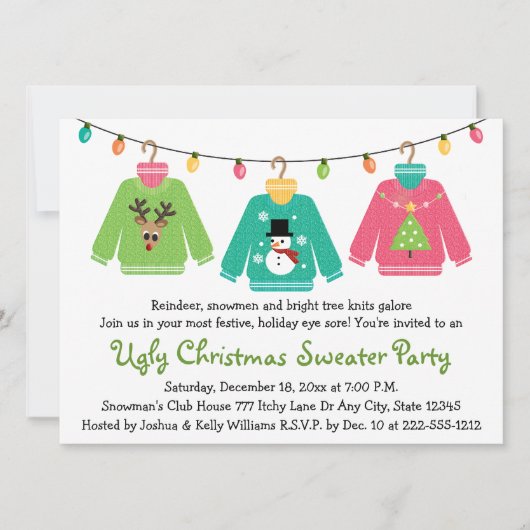 Uitnodigingen van de Ugly KerstSweater Party (Voorkant)