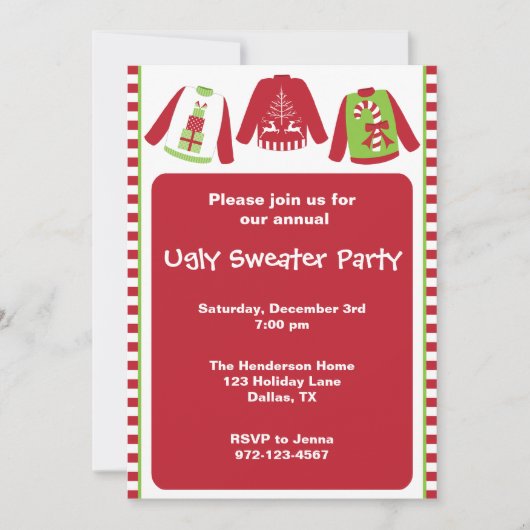 Uitnodigingen van de Ugly KerstSweater Party (Voorkant)