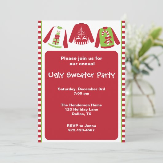 Uitnodigingen van de Ugly KerstSweater Party (Staand voorkant)