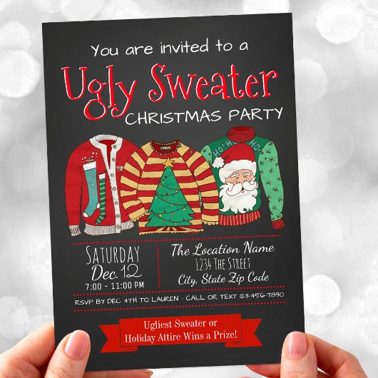 Uitnodigingen van de Ugly Sweater Kerstparty