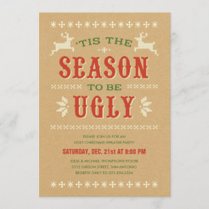 Uitnodigingen van de Ugly Sweater Kerstparty